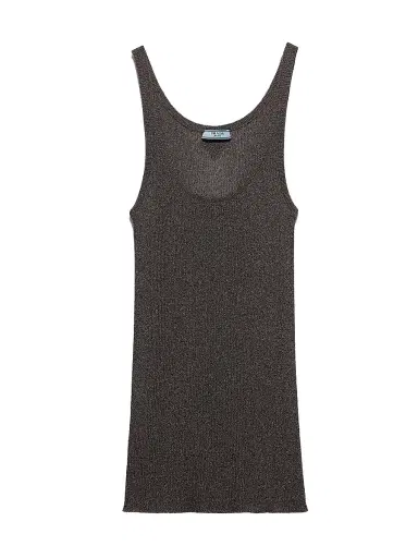 Prada Women's Lamé Tank Top - Grey | Thumbnail 1 Prada Women's Lamé Tank Top - Grey | Thumbnail 1