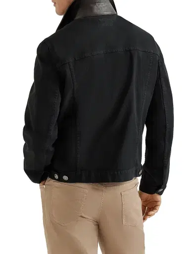 Brunello Cucinelli Men's Garment Dyed Outerwear Jacket in Comfort Cotton Lightweight Denim - Black - Size 38 | Thumbnail 3 Brunello Cucinelli Men's Garment Dyed Outerwear Jacket in Comfort Cotton Lightweight Denim - Black - Size 38 | Thumbnail 3