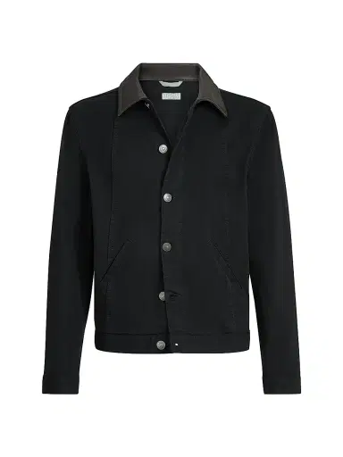 Brunello Cucinelli Men's Garment Dyed Outerwear Jacket in Comfort Cotton Lightweight Denim - Black - Size 38 | Thumbnail 1 Brunello Cucinelli Men's Garment Dyed Outerwear Jacket in Comfort Cotton Lightweight Denim - Black - Size 38 | Thumbnail 1