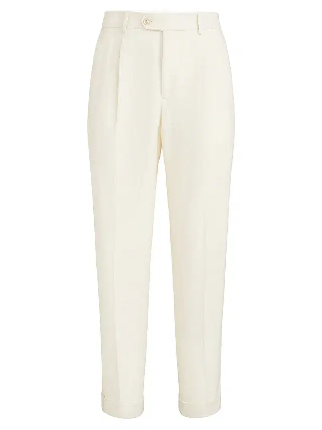 Brunello Cucinelli Men's Silk, Linen and Wool Hopsack Pleated Trousers - Off White