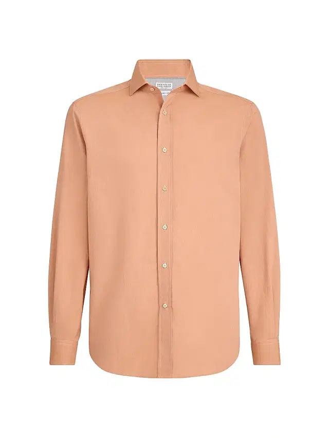 Brunello Cucinelli Men's Poplin Easy Fit Shirt with Spread Collar