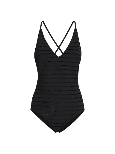 Brunello Cucinelli Women's Techno Jersey Bathing Suit with Precious Collar | Thumbnail 1 Brunello Cucinelli Women's Techno Jersey Bathing Suit with Precious Collar | Thumbnail 1