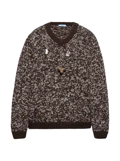 Prada Women's Wool Sweater - Brown | Thumbnail 1 Prada Women's Wool Sweater - Brown | Thumbnail 1