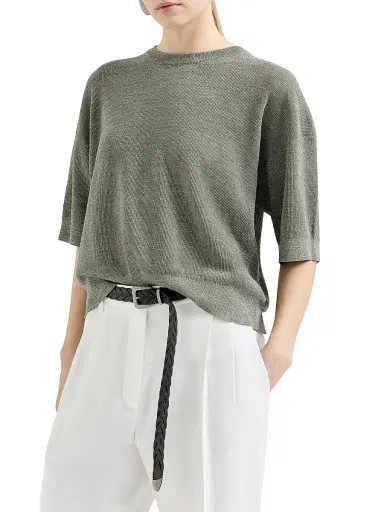 Brunello Cucinelli Women's Sparkling Linen Sweater - Military | Thumbnail 2