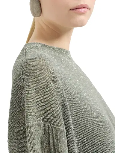 Brunello Cucinelli Women's Sparkling Linen Sweater - Military | Thumbnail 4
