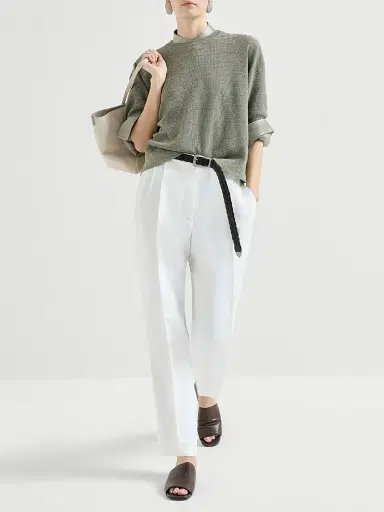 Brunello Cucinelli Women's Sparkling Linen Sweater - Military | Thumbnail 6