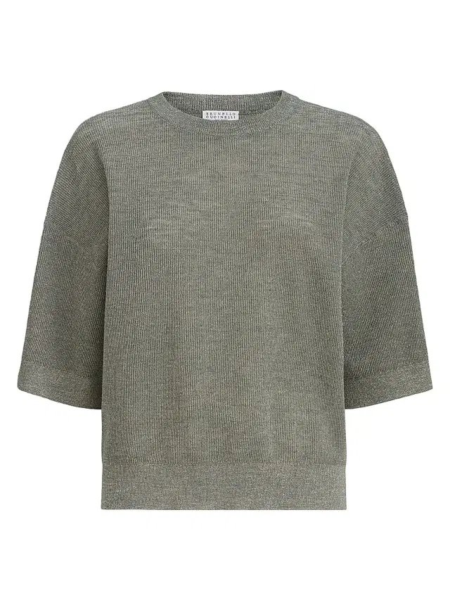 Brunello Cucinelli Women's Sparkling Linen Sweater - Military