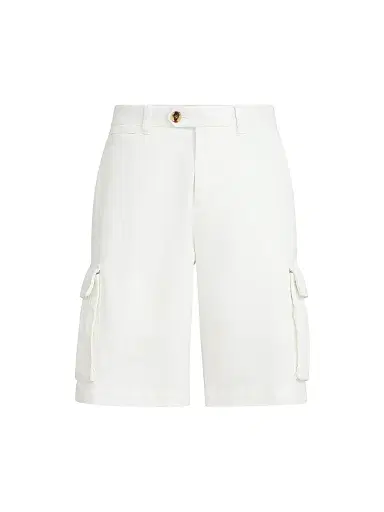 Brunello Cucinelli Men's Bermuda Shorts in Twisted Cotton Gabardine with Cargo Pockets | Thumbnail 1 Brunello Cucinelli Men's Bermuda Shorts in Twisted Cotton Gabardine with Cargo Pockets | Thumbnail 1