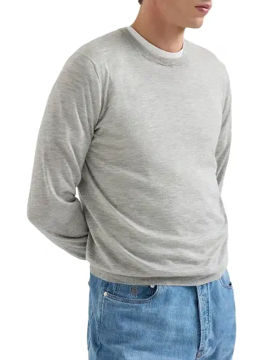 Brunello Cucinelli Men's Cashmere and Silk Lightweight Sweater | Thumbnail 2