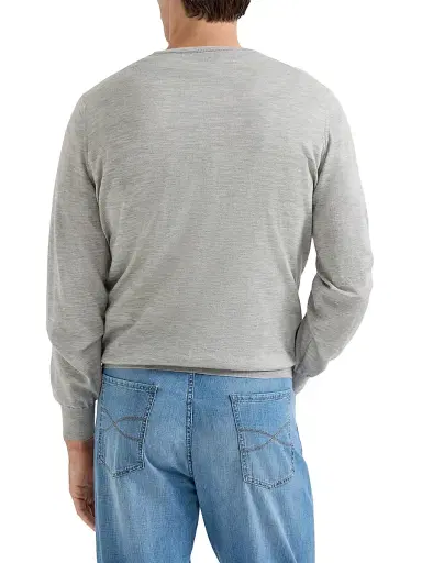 Brunello Cucinelli Men's Cashmere and Silk Lightweight Sweater | Thumbnail 3