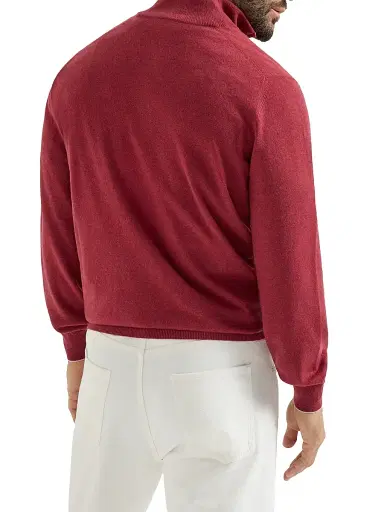 Brunello Cucinelli Men's Cashmere Sweater with Half Zip | Thumbnail 3