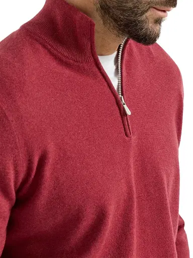 Brunello Cucinelli Men's Cashmere Sweater with Half Zip | Thumbnail 4