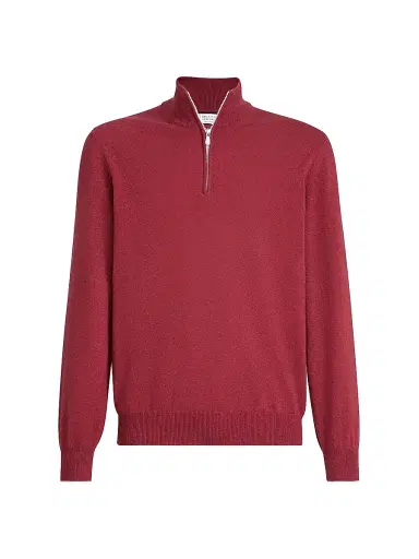 Brunello Cucinelli Men's Cashmere Sweater with Half Zip | Thumbnail 1