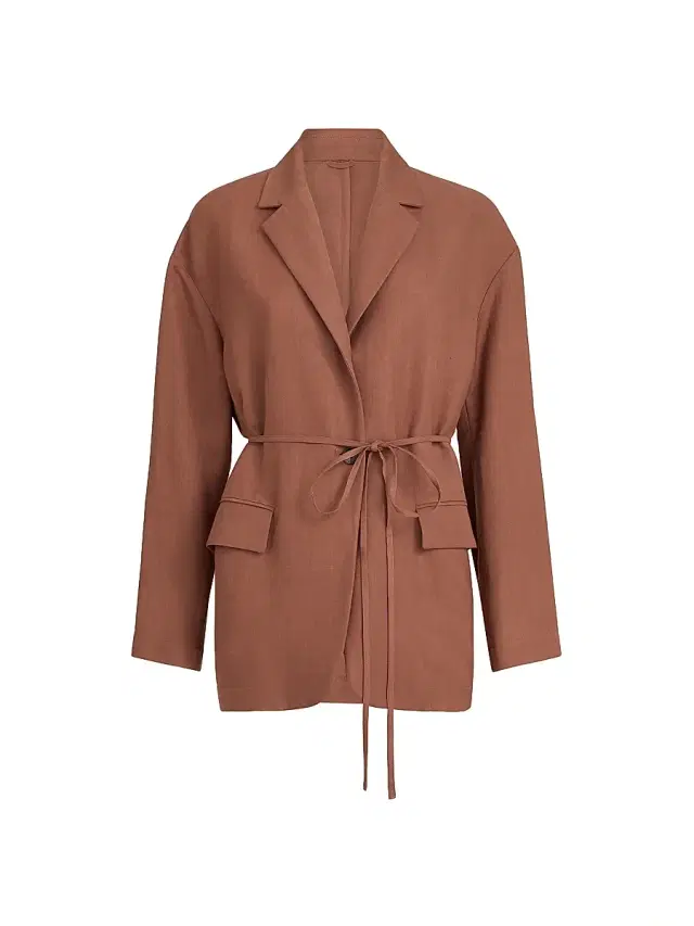 Brunello Cucinelli Women's Viscose and Linen Fluid Twill Blazer with Monili - Brown - Size 2