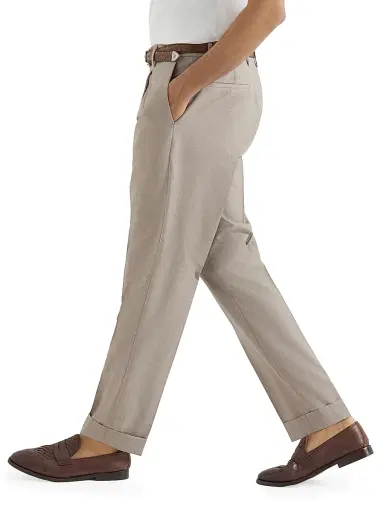 Brunello Cucinelli Men's Virgin Wool Fresco Trousers with Pleats | Thumbnail 3