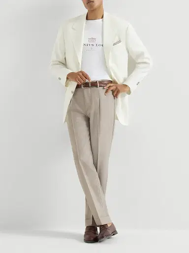 Brunello Cucinelli Men's Virgin Wool Fresco Trousers with Pleats | Thumbnail 6