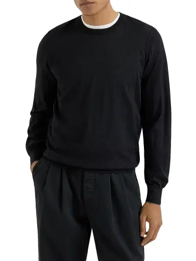 Brunello Cucinelli Men's Cashmere and Silk Lightweight Sweater - Black - Size 34 | Thumbnail 2 Brunello Cucinelli Men's Cashmere and Silk Lightweight Sweater - Black - Size 34 | Thumbnail 2