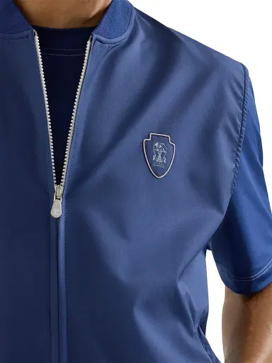 Brunello Cucinelli Men's Nylon Vest with Logo - Avio Blue - Size XXS | Thumbnail 5