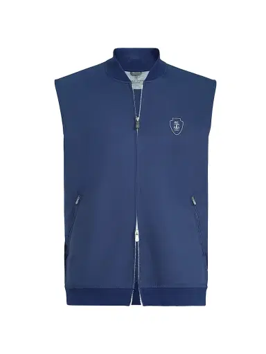 Brunello Cucinelli Men's Nylon Vest with Logo - Avio Blue - Size XXS | Thumbnail 1