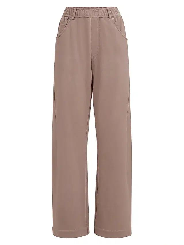 Brunello Cucinelli Women's Cotton Smooth French Terry Track Trousers - Brown