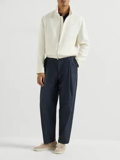 Brunello Cucinelli Men's Linen and Cotton Textured Rib Knit T-Shirt with Henley Collar | Thumbnail 6 Brunello Cucinelli Men's Linen and Cotton Textured Rib Knit T-Shirt with Henley Collar | Thumbnail 6