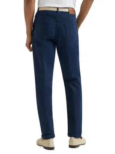 Brunello Cucinelli Men's Lightweight Denim Traditional Fit Five Pocket Jeans - Navy Blue | Thumbnail 3 Brunello Cucinelli Men's Lightweight Denim Traditional Fit Five Pocket Jeans - Navy Blue | Thumbnail 3