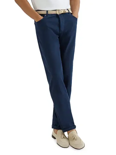 Brunello Cucinelli Men's Lightweight Denim Traditional Fit Five Pocket Jeans - Navy Blue | Thumbnail 5 Brunello Cucinelli Men's Lightweight Denim Traditional Fit Five Pocket Jeans - Navy Blue | Thumbnail 5