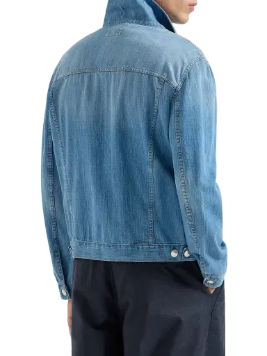 Brunello Cucinelli Men's Lightweight Old Denim Four Pocket Jacket | Thumbnail 3 Brunello Cucinelli Men's Lightweight Old Denim Four Pocket Jacket | Thumbnail 3