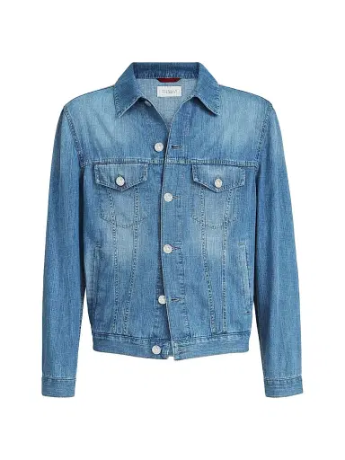 Brunello Cucinelli Men's Lightweight Old Denim Four Pocket Jacket | Thumbnail 1 Brunello Cucinelli Men's Lightweight Old Denim Four Pocket Jacket | Thumbnail 1