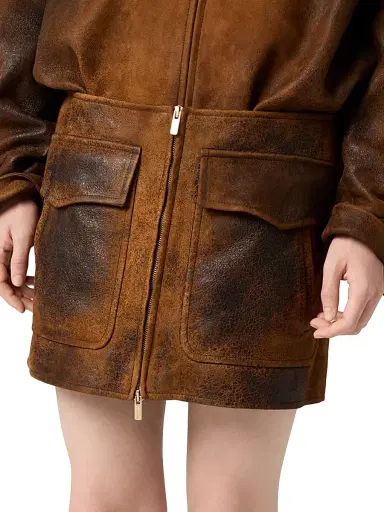 Miu Miu Women's Waxed Suede Leather Mini-Skirt - Brown - Size 2 | Thumbnail 2 Miu Miu Women's Waxed Suede Leather Mini-Skirt - Brown - Size 2 | Thumbnail 2