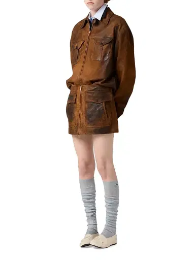 Miu Miu Women's Waxed Suede Leather Mini-Skirt - Brown - Size 2 | Thumbnail 6 Miu Miu Women's Waxed Suede Leather Mini-Skirt - Brown - Size 2 | Thumbnail 6