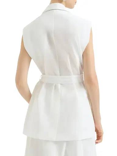 Brunello Cucinelli Women's Techno Cotton Poplin Belted Vest with Monili | Thumbnail 3 Brunello Cucinelli Women's Techno Cotton Poplin Belted Vest with Monili | Thumbnail 3