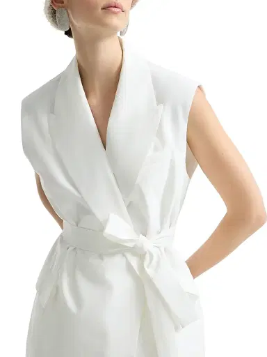 Brunello Cucinelli Women's Techno Cotton Poplin Belted Vest with Monili | Thumbnail 5 Brunello Cucinelli Women's Techno Cotton Poplin Belted Vest with Monili | Thumbnail 5