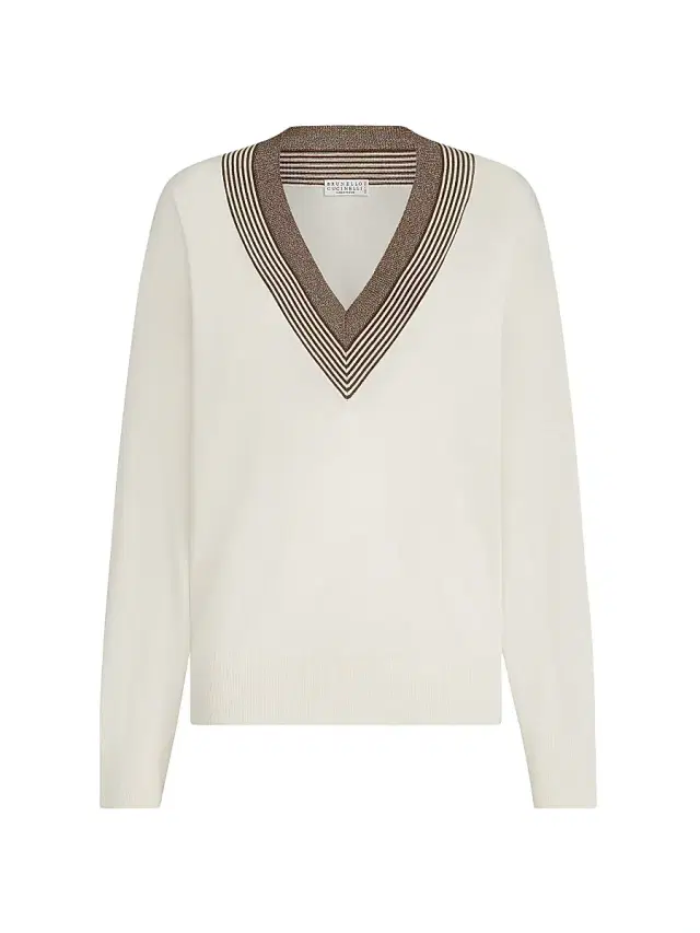 Brunello Cucinelli Women's Cashmere and Silk Lightweight Sweater - White