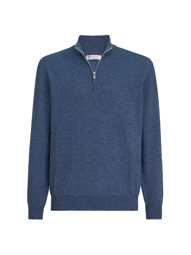 Brunello Cucinelli Men's Cashmere Sweater with Half Zip