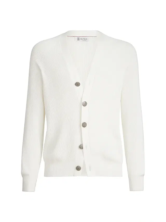 Brunello Cucinelli Men's Cotton English Rib Cardigan with Raglan Sleeves - Panama