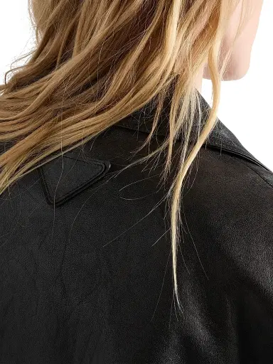 Prada Women's Double-Breasted Nappa Leather Caban Jacket - Black | Thumbnail 5 Prada Women's Double-Breasted Nappa Leather Caban Jacket - Black | Thumbnail 5