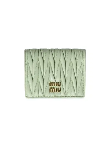 Miu Miu Women's Matelassé Nappa Leather Wallet - Green | Thumbnail 1 Miu Miu Women's Matelassé Nappa Leather Wallet - Green | Thumbnail 1