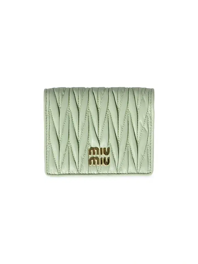 Women's Matelassé Nappa Leather Wallet - Green