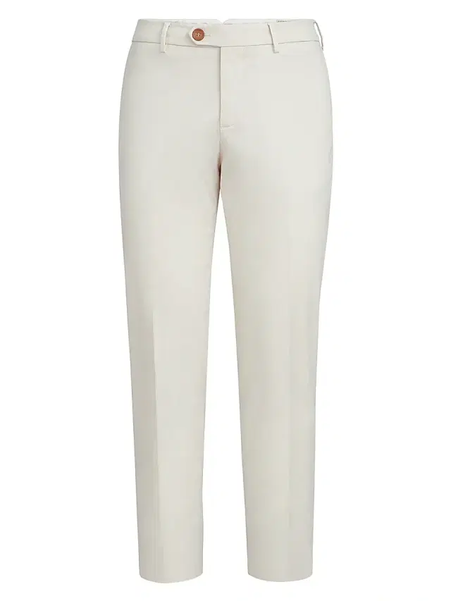 Brunello Cucinelli Men's Garment Dyed Italian Fit Trousers - Off White