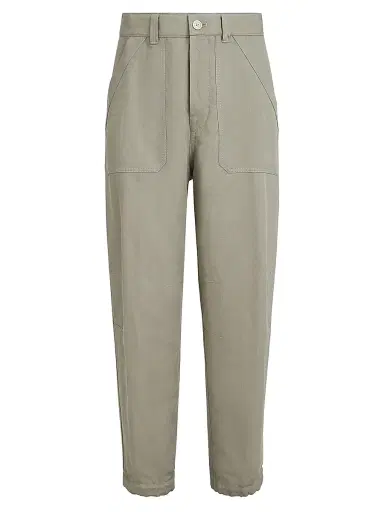 Brunello Cucinelli Men's Linen and Cotton Drill Trousers with Patch Pockets and Drawstring | Thumbnail 1 Brunello Cucinelli Men's Linen and Cotton Drill Trousers with Patch Pockets and Drawstring | Thumbnail 1