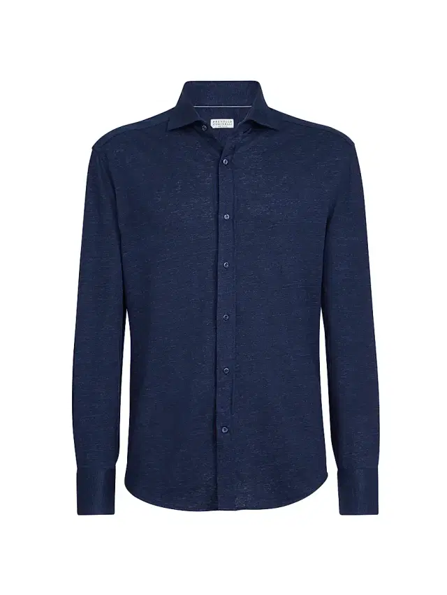 Brunello Cucinelli Men's Linen and Cotton Mélange Jersey Shirt