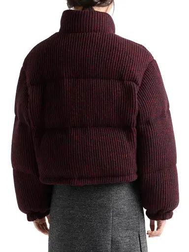 Prada Women's Cropped Cashmere and Wool Down Jacket - Brown - Size 10 | Thumbnail 4