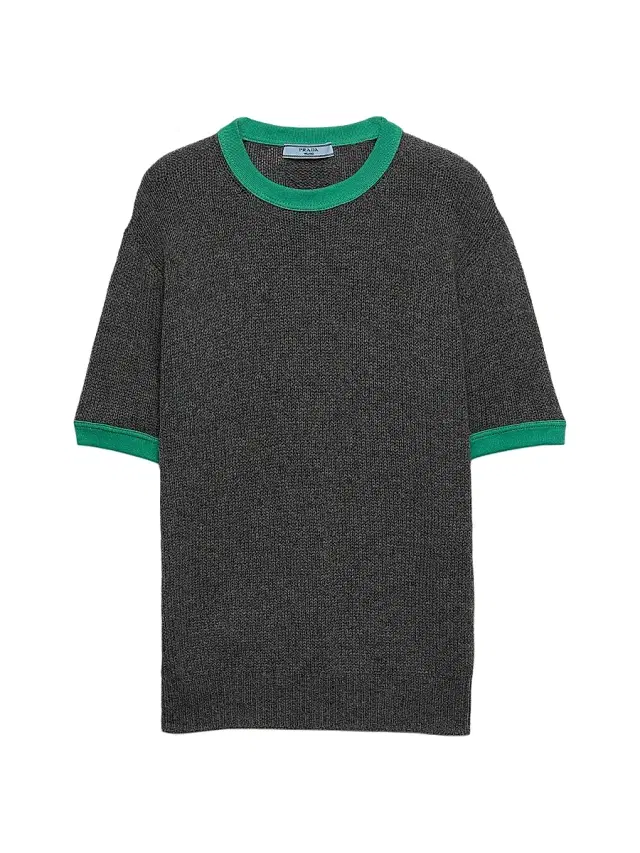 Women's Short-Sleeved Cashmere Sweater - Grey