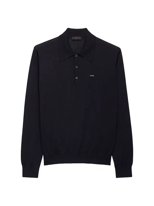 Prada Men's Worsted Wool Polo Shirt - Blue