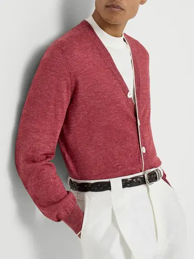 Brunello Cucinelli Men's Cashmere, Silk and Hemp Lightweight Cardigan | Thumbnail 5