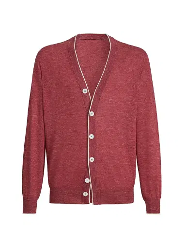 Brunello Cucinelli Men's Cashmere, Silk and Hemp Lightweight Cardigan | Thumbnail 1