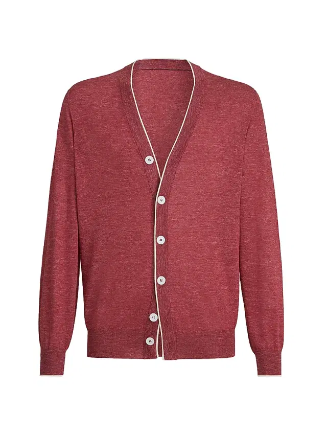 Brunello Cucinelli Men's Cashmere, Silk and Hemp Lightweight Cardigan
