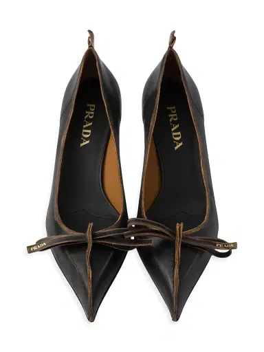 Prada Women's Antiqued Leather Pumps | Thumbnail 2 Prada Women's Antiqued Leather Pumps | Thumbnail 2