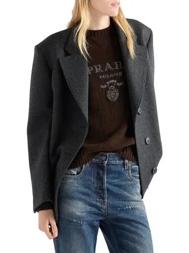 Prada Women's Cashmere and Wool Crew-Neck Sweater - Dark Brown - Size 8 | Thumbnail 2 Prada Women's Cashmere and Wool Crew-Neck Sweater - Dark Brown - Size 8 | Thumbnail 2